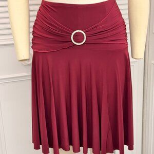 Dance America Burgundy Skirt Sz S High Low Hem Rhinestone Buckle NWT
